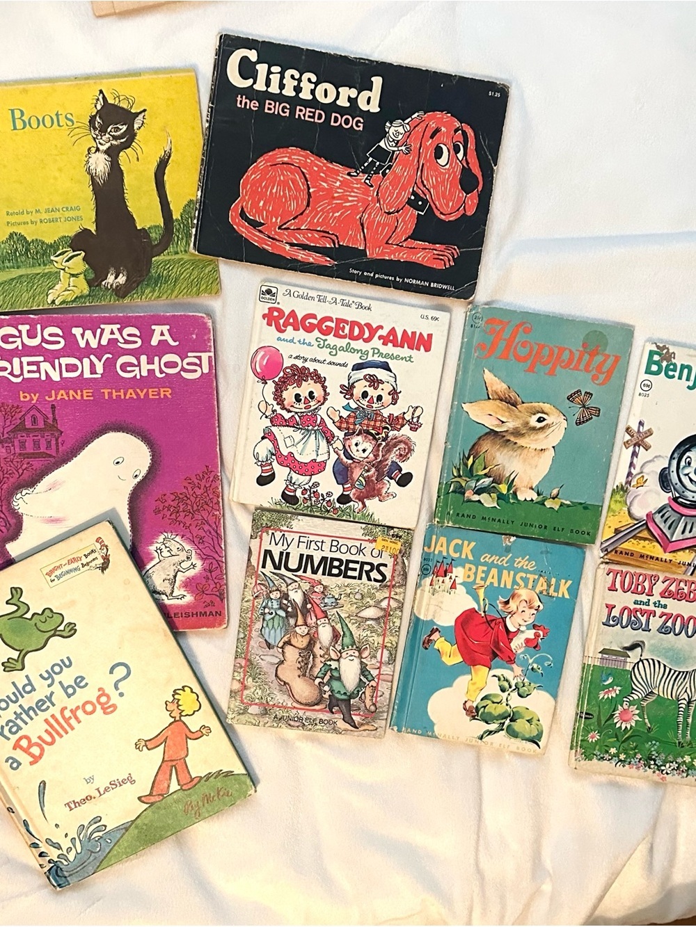 Vintage Lot of 10 Children’s Books 1960s-1980s Clifford Raggedy Ann Puss Boots